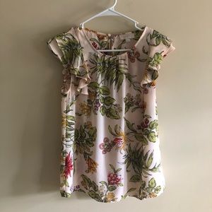 LOFT Cap-Sleeved Floral Blouse